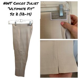 NWT Chicos “Juliet” New Opal Cream slacks sz 2 (12-14) Ankle